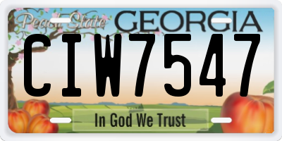 GA license plate CIW7547