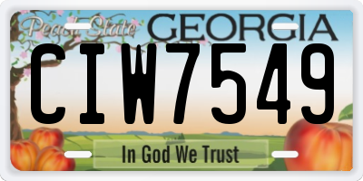 GA license plate CIW7549