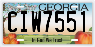 GA license plate CIW7551