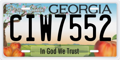 GA license plate CIW7552