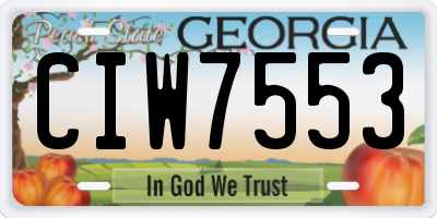 GA license plate CIW7553