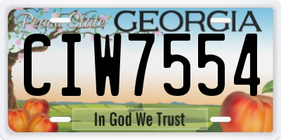 GA license plate CIW7554