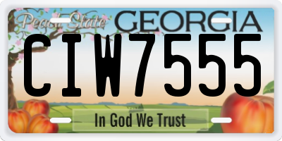 GA license plate CIW7555