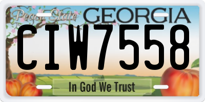 GA license plate CIW7558