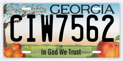 GA license plate CIW7562