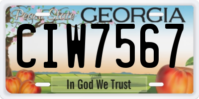 GA license plate CIW7567