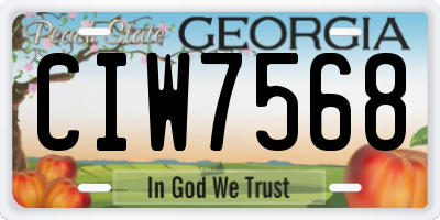 GA license plate CIW7568