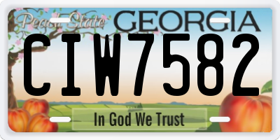 GA license plate CIW7582
