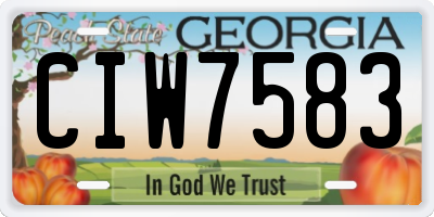 GA license plate CIW7583