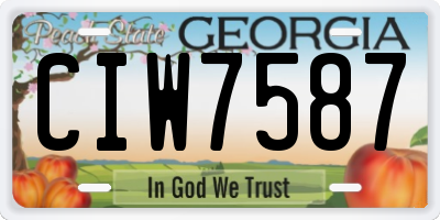 GA license plate CIW7587