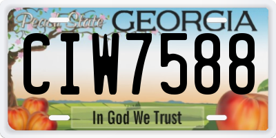 GA license plate CIW7588