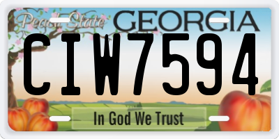 GA license plate CIW7594
