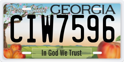 GA license plate CIW7596