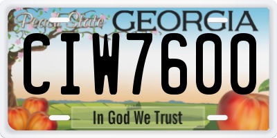 GA license plate CIW7600
