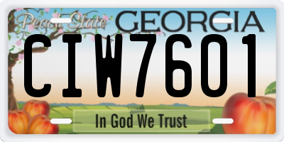 GA license plate CIW7601