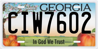 GA license plate CIW7602