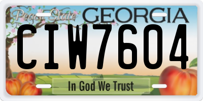GA license plate CIW7604