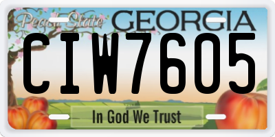 GA license plate CIW7605