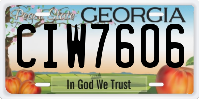GA license plate CIW7606