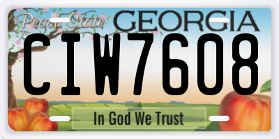 GA license plate CIW7608