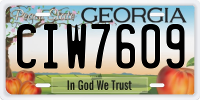 GA license plate CIW7609