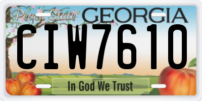 GA license plate CIW7610