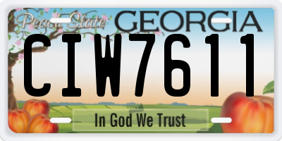GA license plate CIW7611