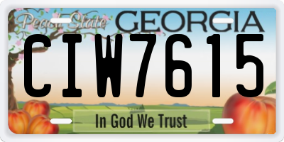 GA license plate CIW7615
