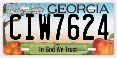 GA license plate CIW7624