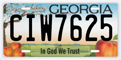 GA license plate CIW7625