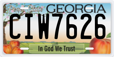 GA license plate CIW7626