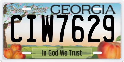 GA license plate CIW7629