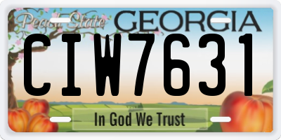 GA license plate CIW7631