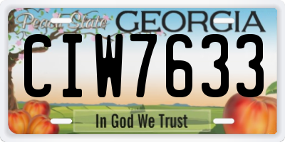 GA license plate CIW7633