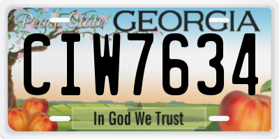 GA license plate CIW7634