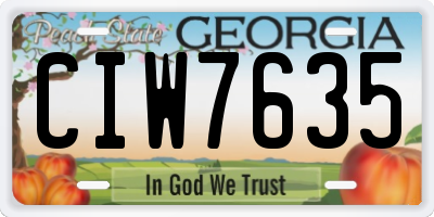 GA license plate CIW7635