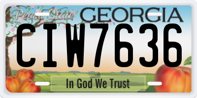 GA license plate CIW7636