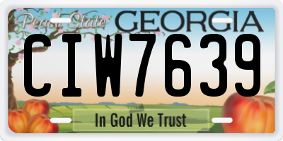 GA license plate CIW7639