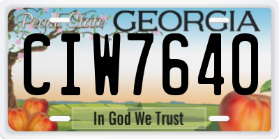 GA license plate CIW7640