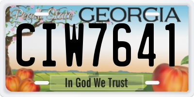 GA license plate CIW7641
