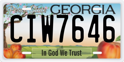 GA license plate CIW7646