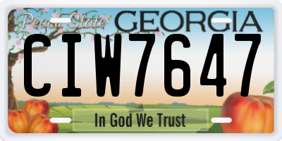 GA license plate CIW7647