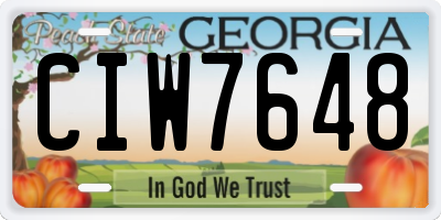 GA license plate CIW7648