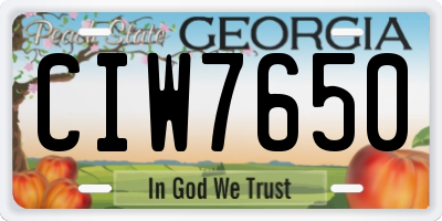 GA license plate CIW7650