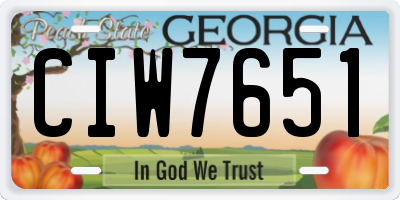 GA license plate CIW7651