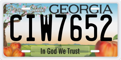 GA license plate CIW7652
