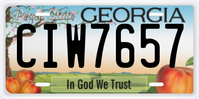 GA license plate CIW7657