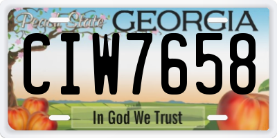 GA license plate CIW7658