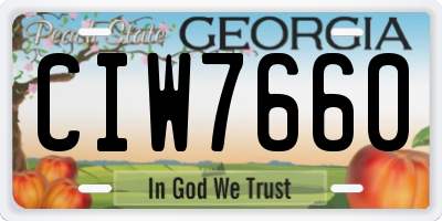 GA license plate CIW7660