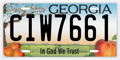 GA license plate CIW7661